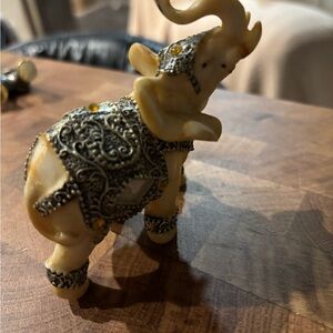 Vintage Elephant Figurine with Silver Accents